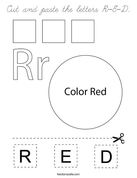 Cut and paste the letters R-E-D. Coloring Page