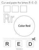 Cut and paste the letters R-E-D Coloring Page