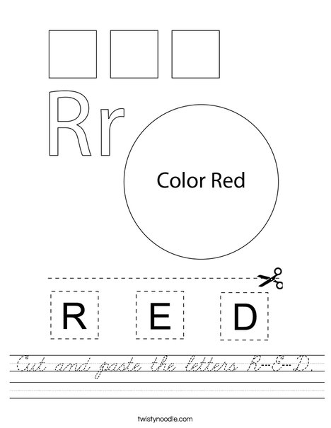 Cut and paste the letters R-E-D. Worksheet