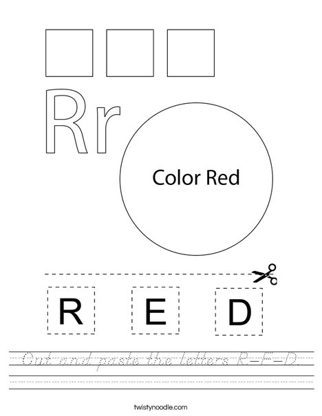 Cut and paste the letters R-E-D. Worksheet