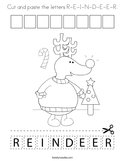 Cut and paste the letters R-E-I-N-D-E-E-R Coloring Page