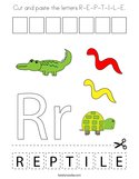 Cut and paste the letters R-E-P-T-I-L-E Coloring Page