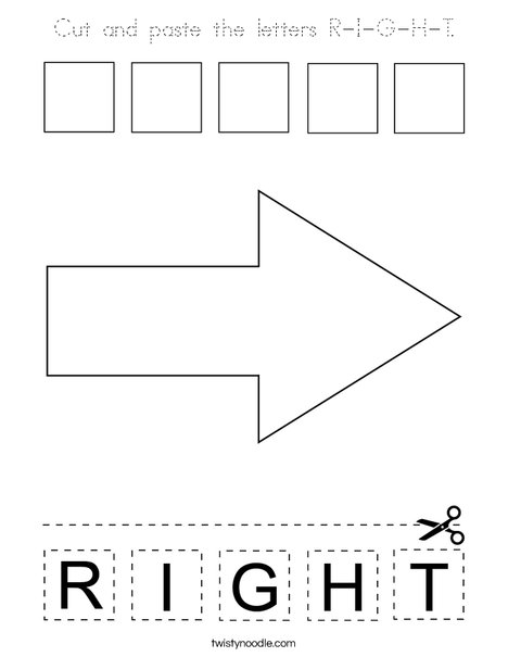 Cut and paste the letters R-I-G-H-T. Coloring Page