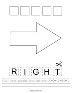 Cut and paste the letters R-I-G-H-T Handwriting Sheet