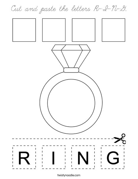 Cut and paste the letters R-I-N-G. Coloring Page