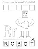 Cut and paste the letters R-O-B-O-T Coloring Page
