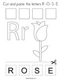 Cut and paste the letters R-O-S-E Coloring Page