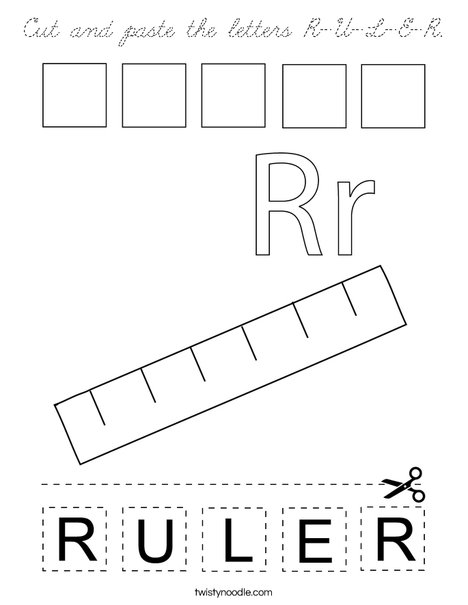 Cut and paste the letters R-U-L-E-R. Coloring Page