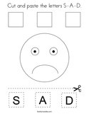 Cut and paste the letters S-A-D Coloring Page