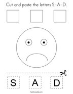 Cut and paste the letters S-A-D Coloring Page