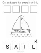 Cut and paste the letters S-A-I-L Coloring Page