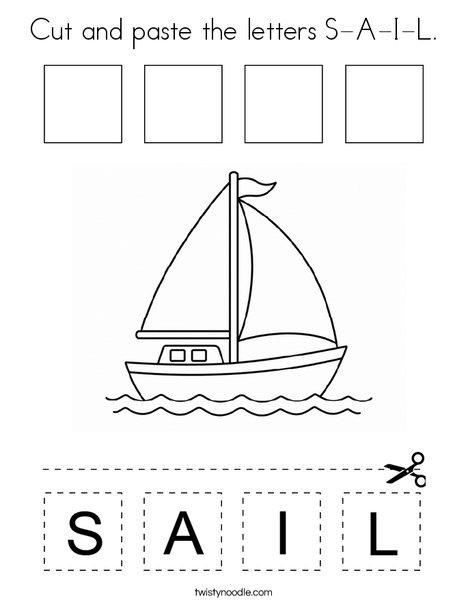 Cut and paste the letters S-A-I-L. Coloring Page