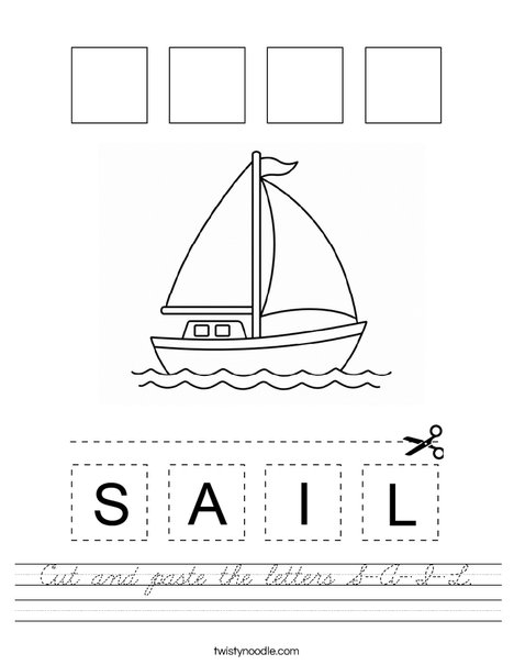 Cut and paste the letters S-A-I-L. Worksheet