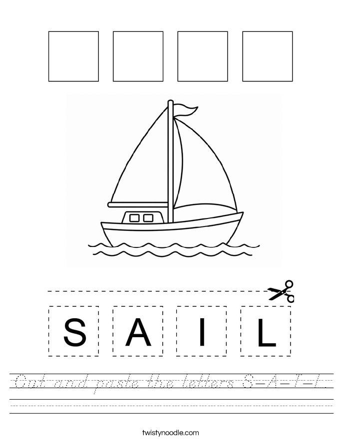 Cut and paste the letters S-A-I-L. Worksheet