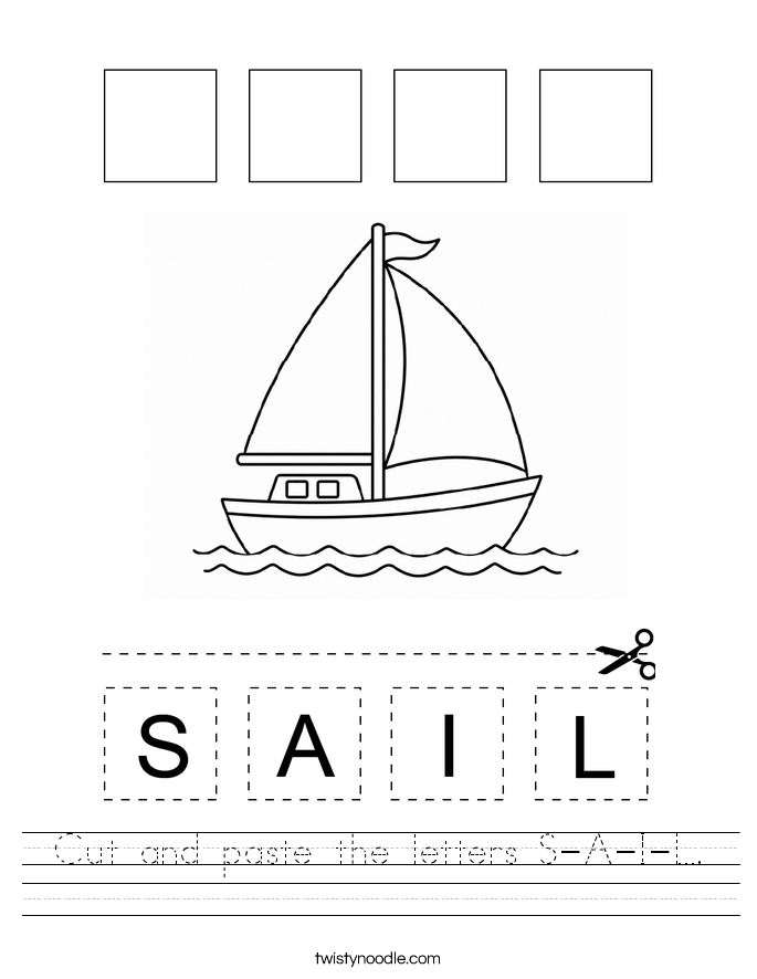 Cut and paste the letters S-A-I-L. Worksheet