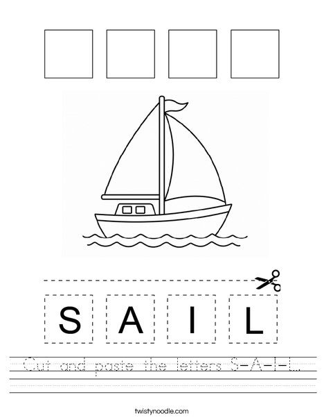 Cut and paste the letters S-A-I-L. Worksheet