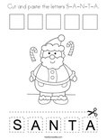 Cut and paste the letters S-A-N-T-A. Coloring Page