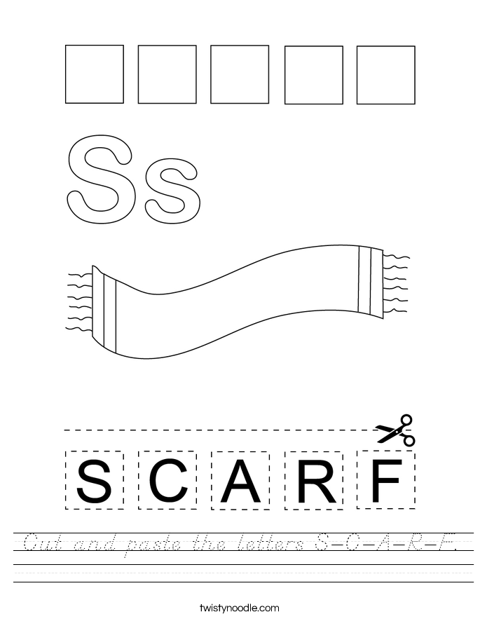 Cut and paste the letters S-C-A-R-F. Worksheet