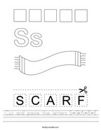 Cut and paste the letters S-C-A-R-F Handwriting Sheet