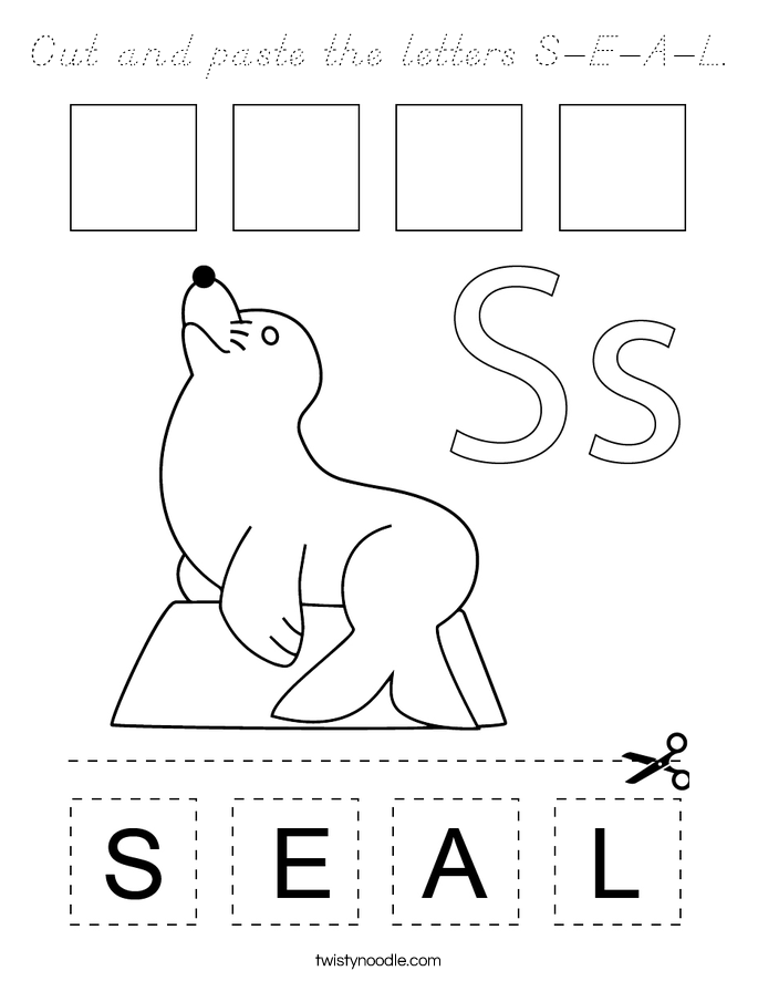 Cut and paste the letters S-E-A-L. Coloring Page
