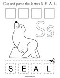 Cut and paste the letters S-E-A-L Coloring Page