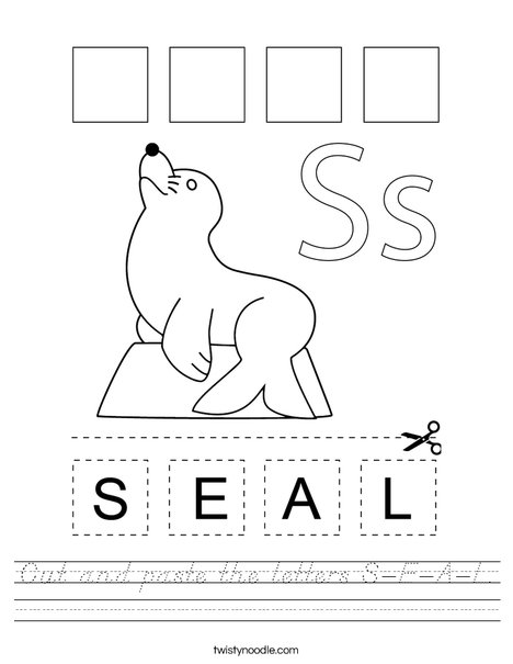 Cut and paste the letters S-E-A-L. Worksheet