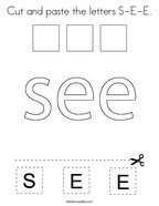 Cut and paste the letters S-E-E Coloring Page