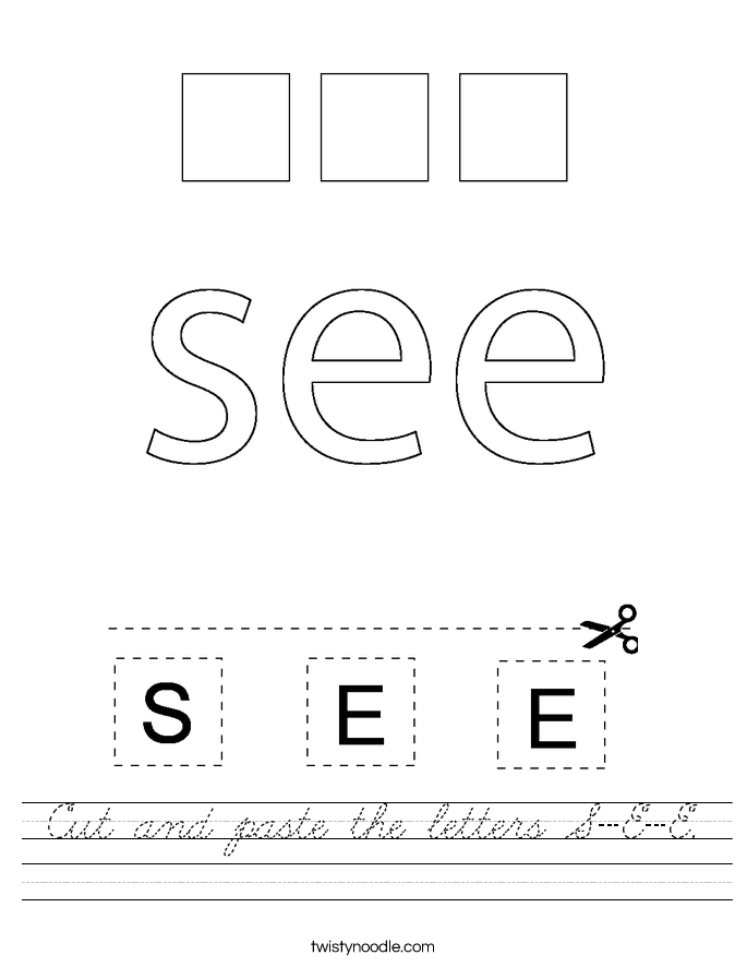 Cut and paste the letters S-E-E. Worksheet