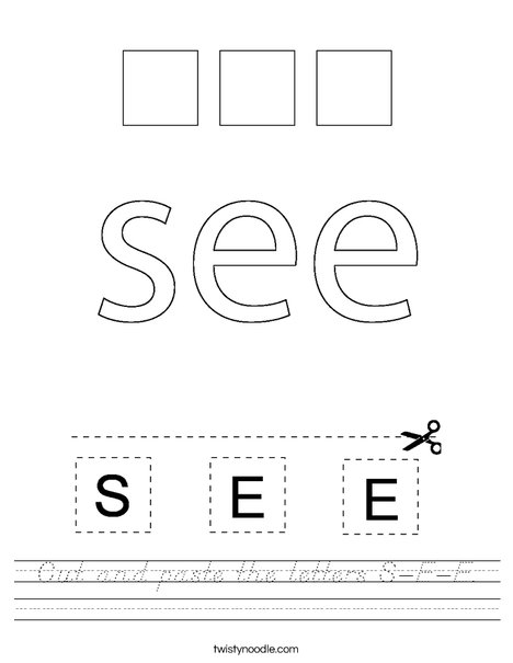 Cut and paste the letters S-E-E. Worksheet