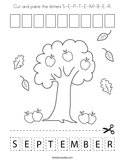 Cut and paste the letters S-E-P-T-E-M-B-E-R Coloring Page