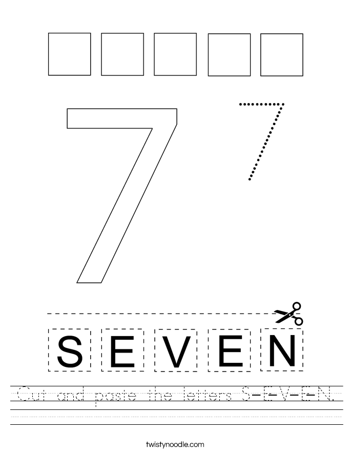 Cut and paste the letters S-E-V-E-N. Worksheet