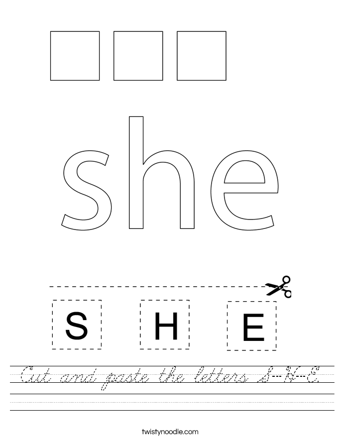 Cut and paste the letters S-H-E. Worksheet