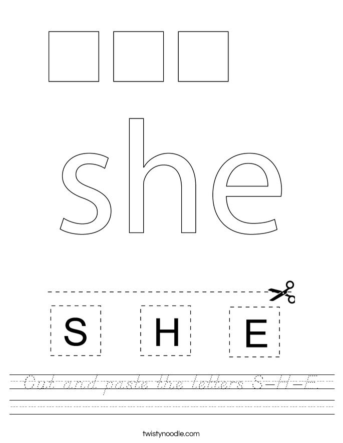 Cut and paste the letters S-H-E. Worksheet