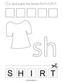 Cut and paste the letters S-H-I-R-T Coloring Page