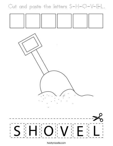 Cut and paste the letters S-H-O-V-E-L. Coloring Page
