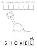 Cut and paste the letters S-H-O-V-E-L. Coloring Page