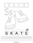 Cut and paste the letters S-K-A-T-E Handwriting Sheet