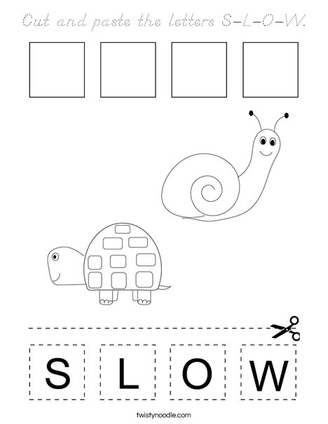 Cut and paste the letters S-L-O-W. Coloring Page