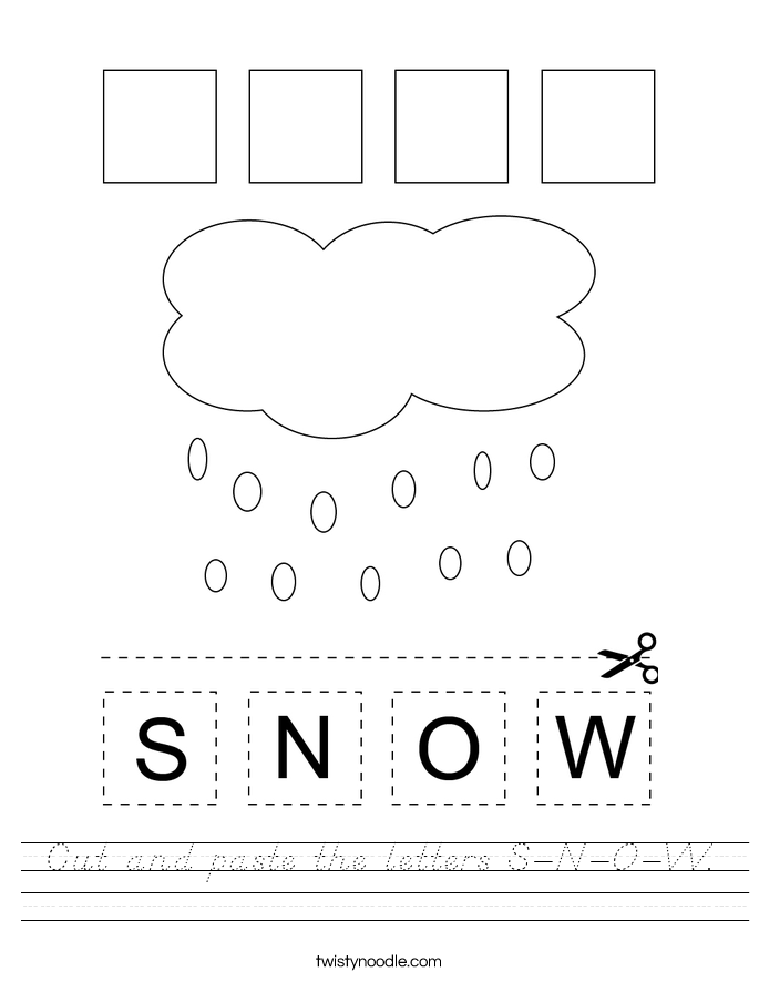 Cut and paste the letters S-N-O-W. Worksheet
