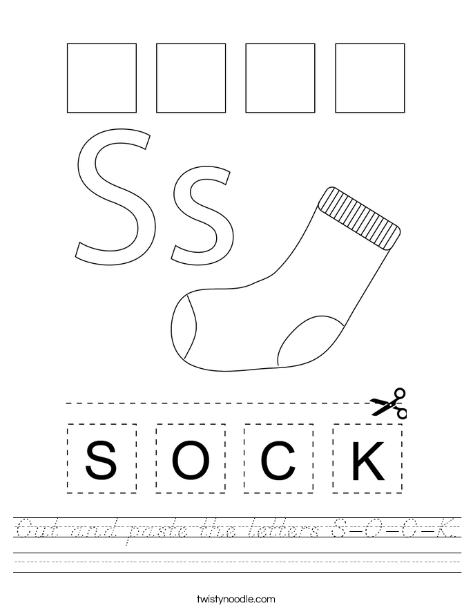 Cut and paste the letters S-O-C-K. Worksheet