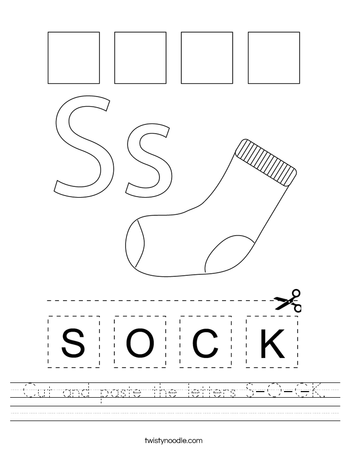 Cut and paste the letters S-O-C-K. Worksheet