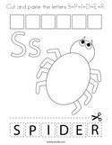 Cut and paste the letters S-P-I-D-E-R Coloring Page