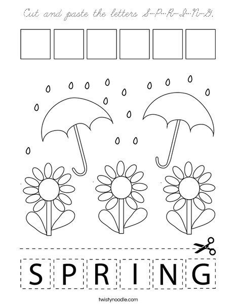 Cut and paste the letters S-P-R-I-N-G. Coloring Page