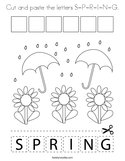 Cut and paste the letters S-P-R-I-N-G Coloring Page