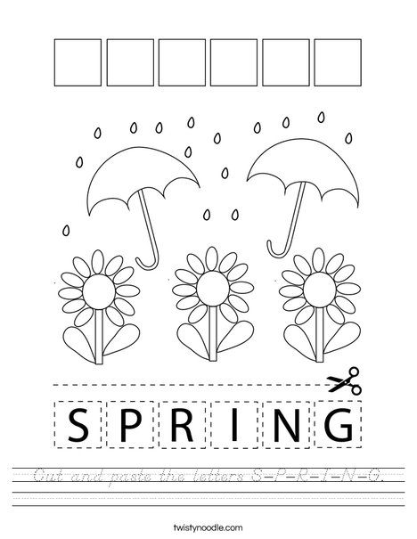 Cut and paste the letters S-P-R-I-N-G. Worksheet