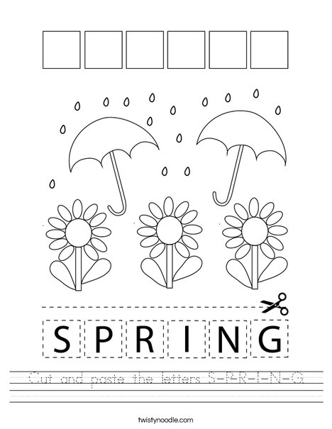 Cut and paste the letters S-P-R-I-N-G. Worksheet