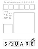 Cut and paste the letters S-Q-U-A-R-E Coloring Page