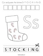 Cut and paste the letters S-T-O-C-K-I-N-G Coloring Page