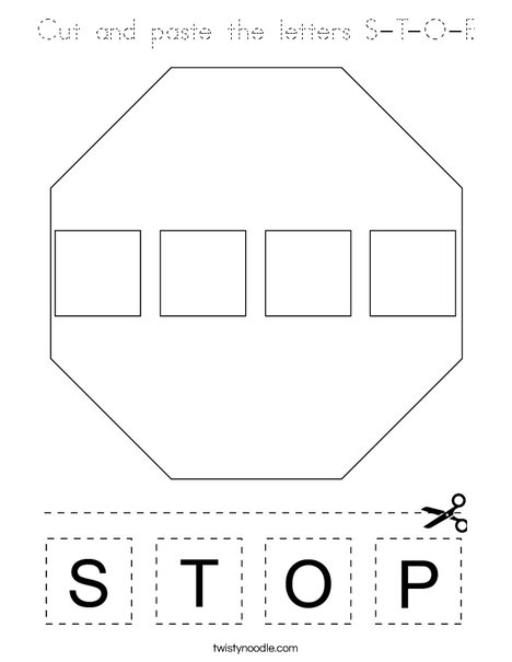 Cut and paste the letters S-T-O-P. Coloring Page