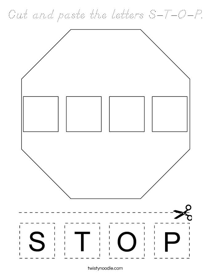 Cut and paste the letters S-T-O-P. Coloring Page